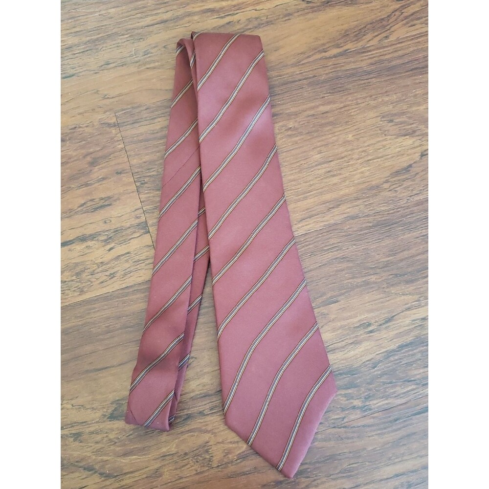Yves Saint Laurent Silk Classic Rust Striped Men's Tie Vintage Designer